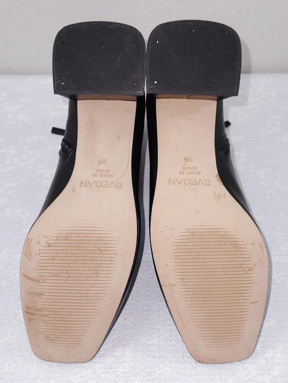 Alohas SVEGAN Watercolor Boots Black Vegan Leather Heeled Booties EU 39